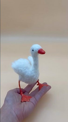 Adorable Needle Felted White Goose 🪡 Tiny Handmade Cutie!