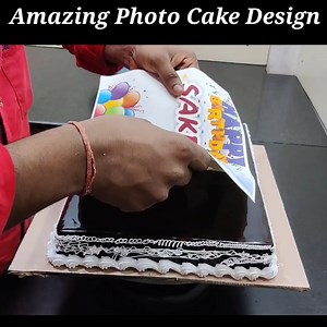 9.8K views · 247 reactions | Square Chocolate Photo Cake Recipe | Photo Cake Square | Cake Video | Sunil Cake Master | Facebook