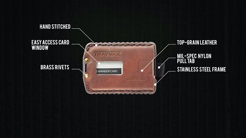 Trayvax Ascent Wallet, RFID Front Pocket Money and Credit Card Holder, Minimalist Slim Leather Metal Wallet for Men and Women, Black Tobacco Brown