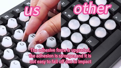 128 pcs Keyboard Stickers for Long Nails,Self-Adhesive PC Keyboard Keys for Long Nails Typing and Gaming for Typing Long Nail, Accessories and Gifts for Office Girls, Gaming Girls(Pink)