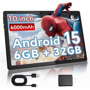 10.1" Android 15 Tablet, 6GB+32GB, 2MP Front/5MP Back Camera, 6000mAh Tablet Computer, 2025 Android WiFi Tablet-Black - Walmart.com