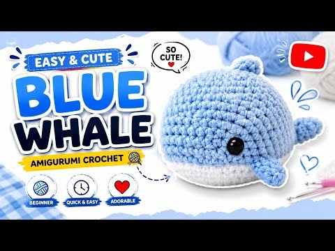 Cute blue whale amigurumi crochet for beginners