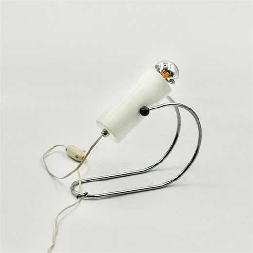 Targetti Sankey Lamp White Tube 1960s Italian Modernist Table Lamp Chrome Base