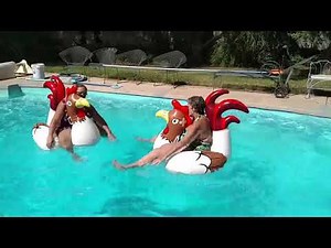 Chicken fights - INFLATABLE POOL CHICKENS ATTACK! #2