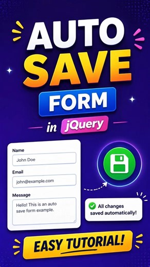 Auto Save Form in jQuery | Prevent Data Loss #coding #shorts