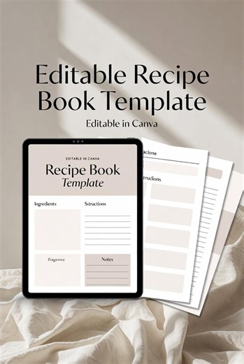 Editable Recipe Book Template – Fillable PDF Cookbook Organizer (instant Download) - Etsy