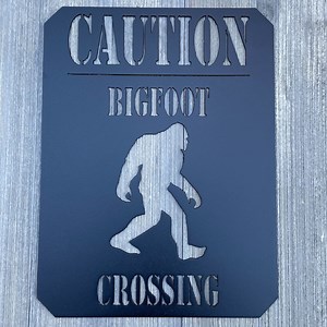 CAUTION Bigfoot Crossing Metal Sign Cutout - Sasquatch XING - Etsy