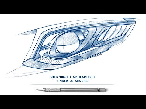 Sketching Car Headlight in 20 minutes. Industrial Design Tutorial #4