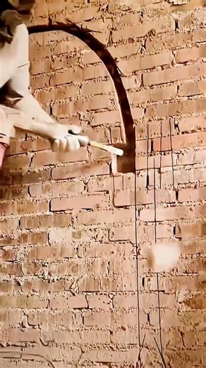cool skill of making pipe lines on brick walls #shorts