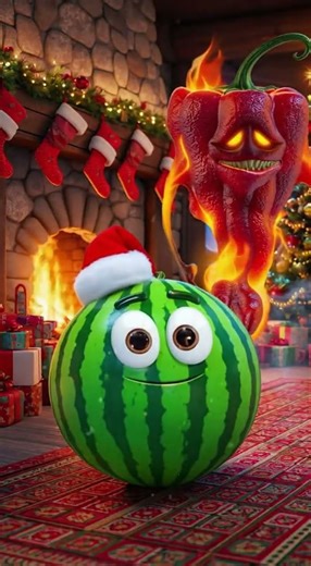Watermelon Bitten by the Habanero Monster 🌶️🎄 #funny