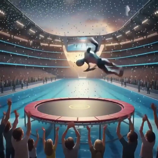 Robot trampoline jump #ai #animation #robot #trampoline #jump #show #future #fun #10million #love