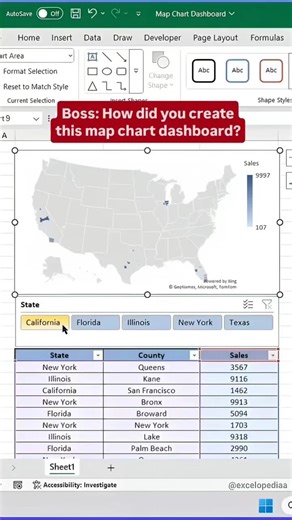 Create a Map in Excel 🔥 #excel #mapping #exceltips #insertmap