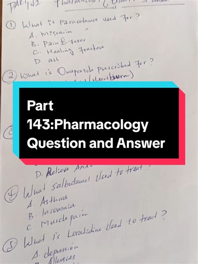 Part 142:Pharmacology Question and Answer