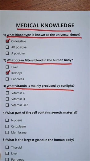 MEDICAL KNOWLEDGE QUIZ