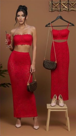 Red Lace Set: Date Night 🔥 #shorts #fashiontrends #viralfashion #ootd