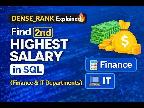 Find 2nd Highest Salary in SQL (Finance & IT Departments) | DENSE_RANK Explained #dataanalyst #sql