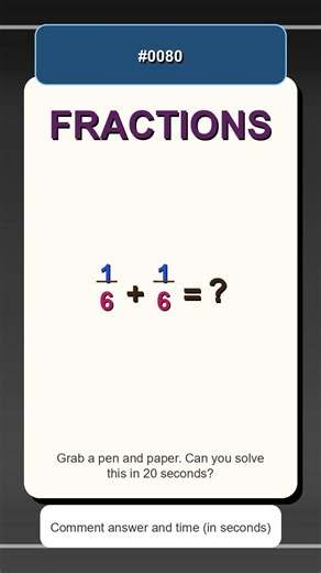 1/6 + 1/6 = ? | Quick Fractions Practice | Adding Fractions
