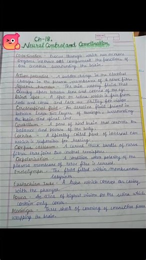 Biology class 11 || Neural control & coordination|| Notes ||#notes_making