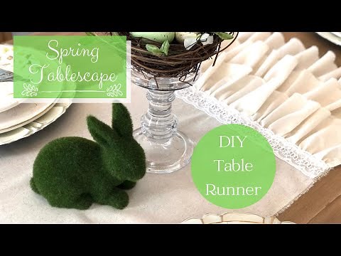 Shabby Chic Table Runner / Sew and No Sew Ruffle Instructions / Spring Tablescape / Decorate with Me