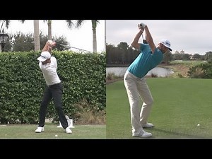 DUSTIN JOHNSON - LONG DRIVER GOLF SWING SYNCED REG & SLOW MOTION 1080p HD