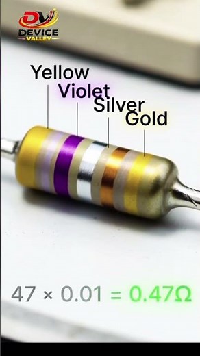 0.47Ω Resistor Color Code Animation 🔥 Yellow Violet Silver Gold | Easy Electronics
