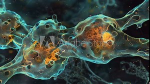 A microscopic view of a cell in the process of dividing with cellular adhesion molecules playing a crucial role in maintaining the integrity of cellcell connections.