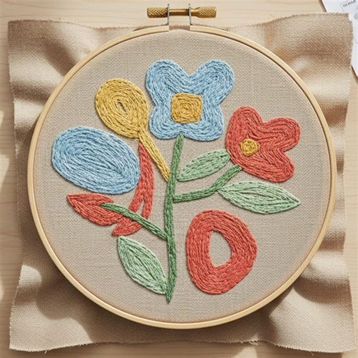 Modern Abstract Floral Embroidery Pattern – Beginner Hand Embroidery Hoop Art PDF Instant Download - Etsy