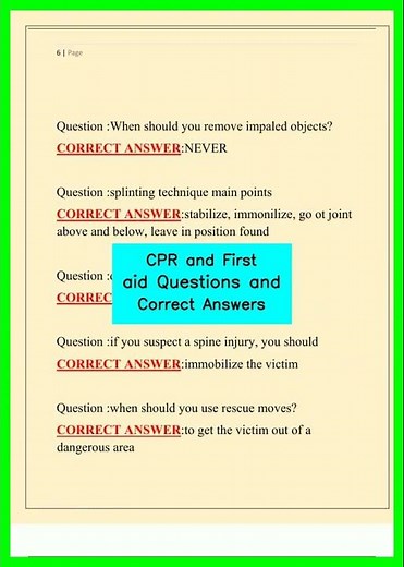 CPR and First aid Questions and Correct Answers video