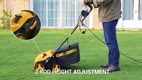 Amazon.com : Rock&Rocker 16-Inch 15 Amp Electric Dethatcher Scarifier, 5-Position Height Adjustment, 48.4QT Removable Thatch Bag, Quick-Fold, with Scarifier Blade, Removing Thatch, Lawn Mower's Mate : Patio, Lawn & Garden