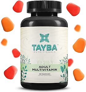 Adult Multivitamin Gummies - 90 Gummies, Enriched with Vitamin A, Vitamin C, Vitamin D, Vitamin E, Biotin, Zinc, Vegetarian, 1.5 Months Supply, Halal Certified Fruit Flavoured