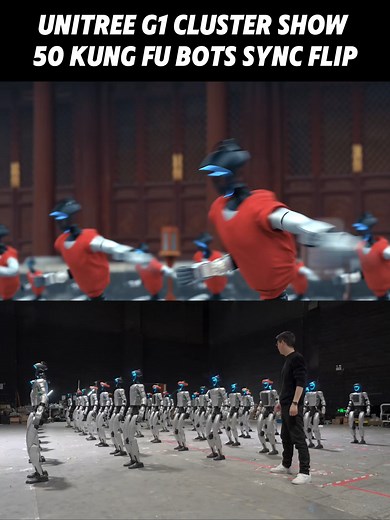 50 Unitree G1 Robots Perform Incredible Sync Flip