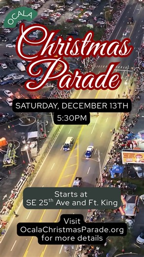 74K views · 515 reactions | Hey, Ocala/Marion County! ✨The Ocala Christmas Parade is this Saturday, Dec 13 at 5:30 PM —beginning at SE 25th Ave & Fort King St.✨ Come on out and get festive with the incredible community that makes Ocala/Marion County the place to be! For more route and closure info, visit ocalachristmasparade.org ✨See you there!✨ | Ocala/Marion County, Florida | Facebook