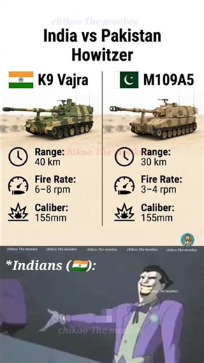 India vs Pakistan Howitzer 🔥 K9 Vajra 🇮🇳 vs M109A5 🇵🇰 | Power Comparison