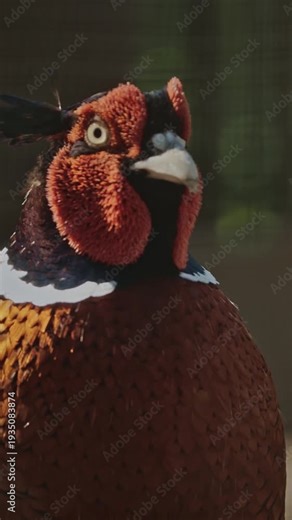 Male common pheasant - Phasianus colchicus, ring-necked pheasant, or blue-headed pheasant, is a bird in the pheasant family Phasianidae