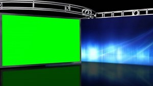 Virtual Studio Background with green screen Wall