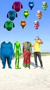 Old buddhi, green alien, fatty dog blue & me - correct head matching game with dame tu cosita songs😀 #shorts #Ram #trend | Bikash Roy