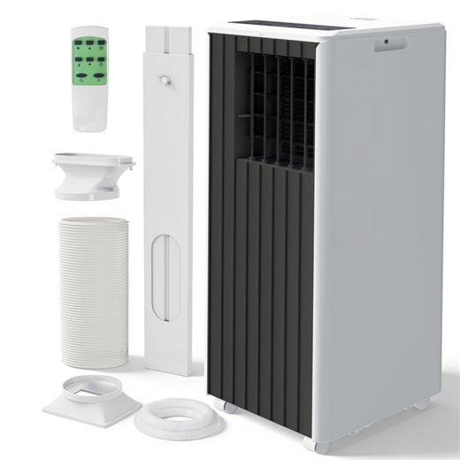 JoanKaren 8000 BTU Portable Air Conditioner Up to 350 Sq. Ft. 3-in-1 AC Unit with Cooling,Dehumidifier & Fan,Energy-Saving,24-Hr Timer,Full Window Kit,Black&White