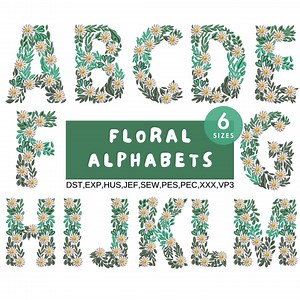 Floral Alphabet Machine Embroidery, A-Z Flower Alphabet Embroidery Designs, Meadow Daisy Flower Font , Uppercase, 6 Sizes, Instant Download - Etsy