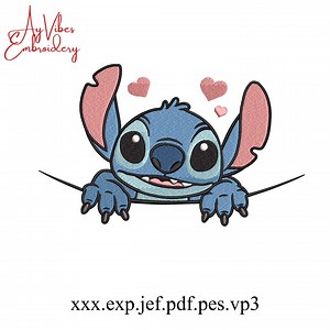 Süßes Blaues Alien Herz Stickdatei, Kawaii Cartoon Charakter, Liebesherz Stickdatei, süßes Tier, Valentinstag Stickmuster - Etsy.de