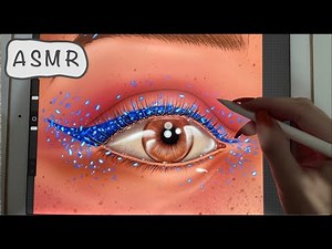 😴 iPad ASMR - Painting an EYE- Pure Whispering - Writing Sounds