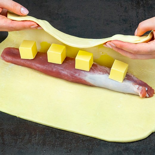 793K views · 626 reactions | A single ingredient and the meat will melt in your mouth like butter! Ingredients: puff pastry: 400 g (14 oz) bacon: 100 g (3.5 oz) onion: 2 pc garlic: 15 g (0.5 oz) mushrooms: 200 g (7.1 oz) salt: 5 g (0.2 oz) black pepper: 3 g (0.1 oz) cheese: 150 g (5.3 oz) pork tenderloin: 1 pc salt: 5 g (0.2 oz) black pepper: 5 g (0.2 oz) sweet paprika: 5 g (0.2 oz) soft butter: 50 g (1.8 oz) eggs: 1 pc sesame seeds: 10 g (0.4 oz) | Cookrate | Facebook