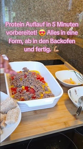 Protein Auflauf in 5 Minuten vorbereitet! 😍 Alles in eine Form, ab in den Backofen und fertig. 💪🏽