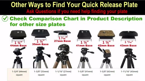 DaVoice 44mm Tripod Quick Release Plate for Amazon Basics 60-Inch, Ambico, Velbon, Vista Explorer 60”, Sony, Sunpak, Ravelli + 360 Rotate Tripod Phone Mount, Compatible with iPhone Smartphone