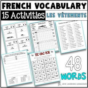 French Clothing Vocabulary Writing & Speaking Activities Set – Les Vêtements