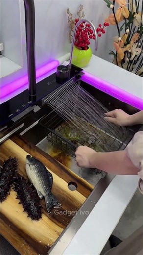 🚰 Modern Waterfall Kitchen Sink! 🍽️ Smart Digital Sink with Cup Washer