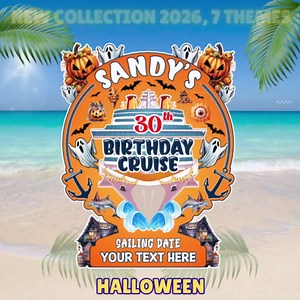 Happy Birthday Cruise Door Decorations Magnetic 2026, Personalized Birthday Name Cruise Cabin Door Fridge Magnets, 50th, 60th, 70th Birthday Cruise Caribbean Disney Carnival Ship Stateroom Decor