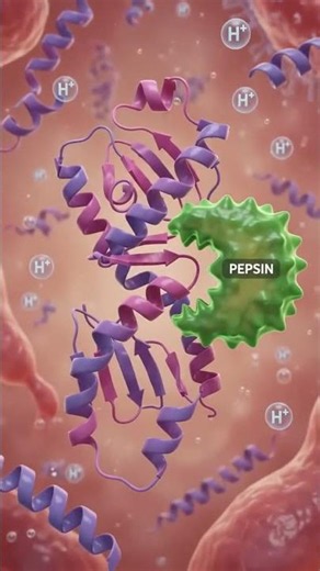 Enzyme Action in Digestion: Microscopic view of amylase, pepsin, lipase, and trypsin. #humananatomy