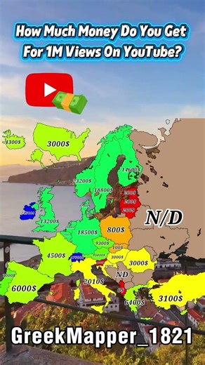 How Much Money Do You Get For 1M Views On YouTube In Your Country?