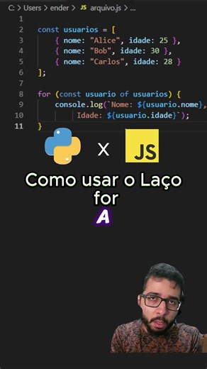 Python x javascript qual tem a melhor estrutura de for ? #javascript #fyp #pythonity #github #python