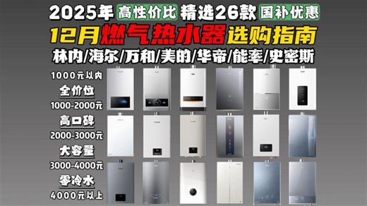 【年末燃气热水器闭眼入】2025年12月燃气热水器选购指南｜零冷水/水量伺服器怎么选？｜盘点26款 高性价比机型｜附各大品牌特点与安全须知，看完再装不后悔！
